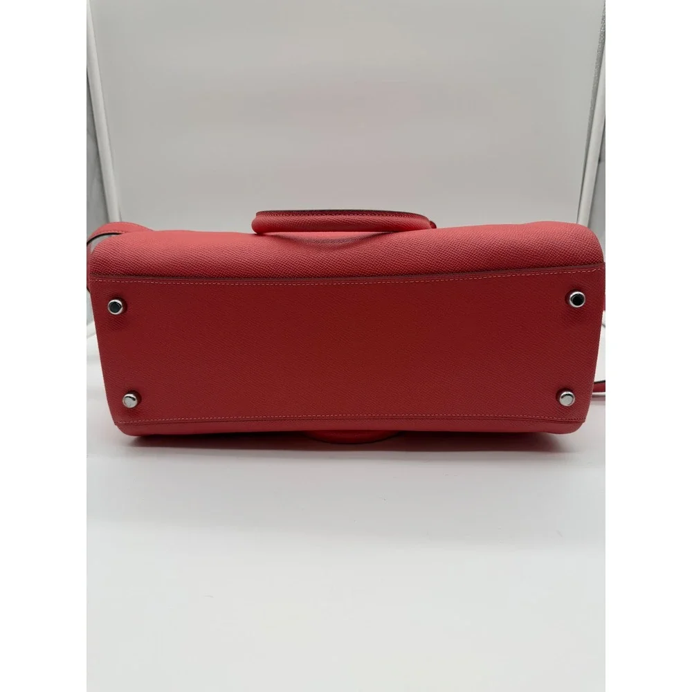Coach Lillie Carryall Satchel Red Crossgrain Leather Handbag 91493